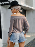 Solid Color One Neck Knitted Sweater Aosig