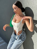 Solid Color Slim Fit Sweet and Spicy Backless Irregular Camisole Aosig
