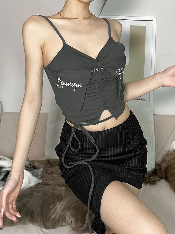 Solid Color Slim Letter Embroidered Stealth Aosig