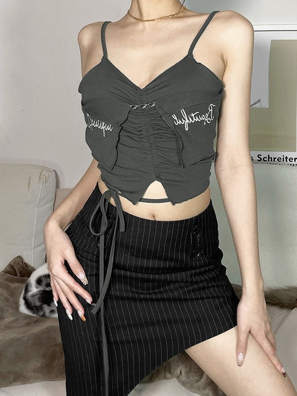 Solid Color Slim Letter Embroidered Stealth Aosig