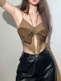 Solid Color Slim Navel Hanging Neck Straps Vest Aosig