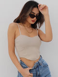 Solid Color Suspender Slim Back Tube Top Aosig