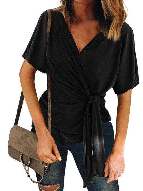Solid Color Temperament Commuter Foreign Trade Short-sleeved Inner Pullover Cotton Slim Bottoming Shirt Aosig