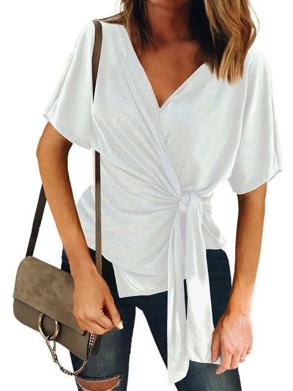 Solid Color Temperament Commuter Foreign Trade Short-sleeved Inner Pullover Cotton Slim Bottoming Shirt Aosig