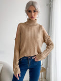Solid Color Turtleneck Sweater Aosig