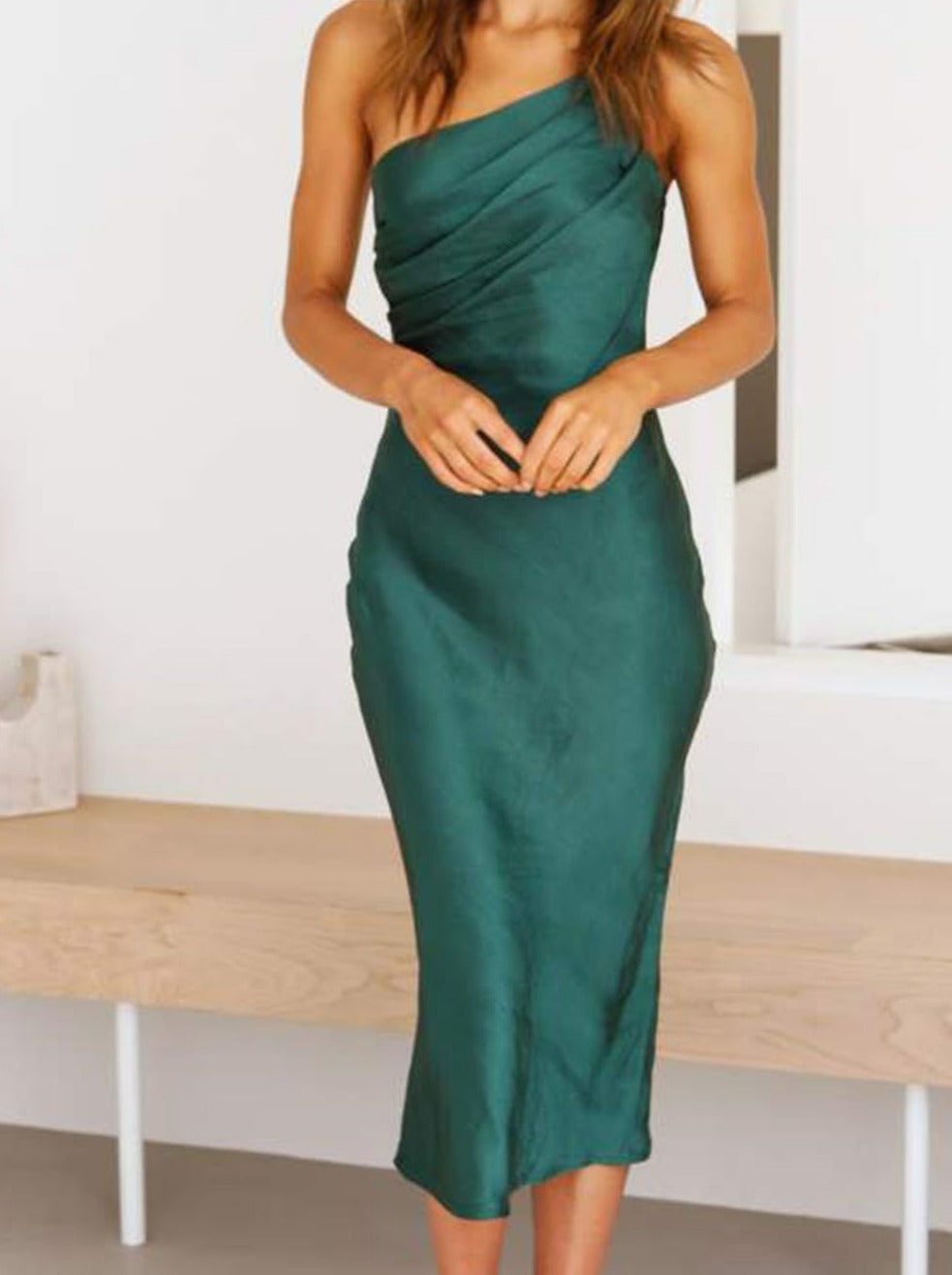 Solid Color Waist Slim Suspender Skirt Aosig