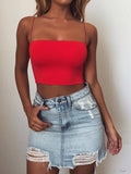 Solid Combed Cotton Strapless Tube Top Aosig