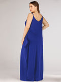 Solid Loose Double Pocket Sling Long Dress Aosig