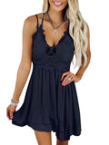 Solid color lace sling dress women Aosig