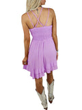 Solid color lace sling dress women Aosig