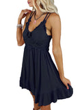 Solid color lace sling dress women Aosig