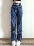 Straight Leg Denim Trousers Aosig