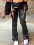 Straight Leg Leather Pants Aosig