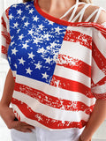 Strapless American Flag Cutout T-shirt Aosig