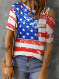 Strapless American Flag Cutout T-shirt Aosig