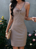 Strapless Backless Striped Bottoming Dress Aosig