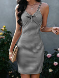 Strapless Backless Striped Bottoming Dress Aosig