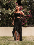 Strapless Beaded Gauze Evening Dress Aosig