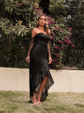 Strapless Beaded Gauze Evening Dress Aosig