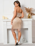 Strapless Sequined Evening Dress Aosig