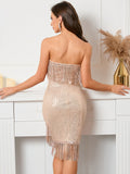 Strapless Sequined Evening Dress Aosig