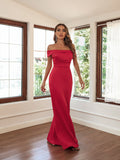 Strapless Solid Color Evening Dress
