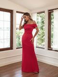 Strapless Solid Color Evening Dress Aosig