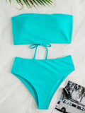 Strapless Strappy Bikini Swimsuit Aosig