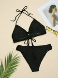 Strappy Cut-out Bikini Swimsuit Aosig