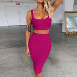 Strappy Sleeveless 2 Piece Over Knee Bandage Set Aosig