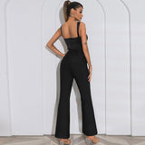 Strappy Sleeveless Backless Bandage Jumpsuit Aosig