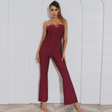 Strappy Sleeveless Bubble Beads Bandage Jumpsuit Aosig