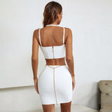 Strappy Sleeveless Cut Out Bandage Set Aosig