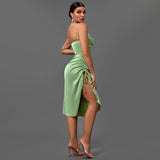 Strappy Sleeveless Cut Out Midi Bodycon Dress Aosig