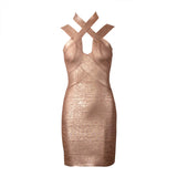 Strappy Sleeveless Cut Out Mini Bandage Dress Aosig