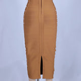 Strappy Sleeveless Cut Out Over Knee Bandage Dress PF19176 Aosig