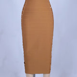 Strappy Sleeveless Cut Out Over Knee Bandage Dress PF19176 Aosig