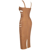 Strappy Sleeveless Cut Out Over Knee Bandage Dress PF19176 Aosig