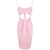 Strappy Sleeveless Cutout Over Knee Bodycon Dress