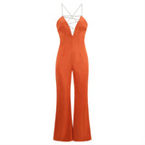 Strappy Sleeveless Drill Chain Bodycon Jumpsuit Aosig