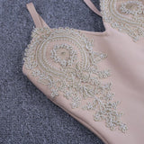 Strappy Sleeveless Embroidered Mini Bandage Dress PS19112 Aosig