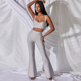 Strappy Sleeveless Exposed Waist Bandage Set Aosig