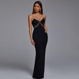 Strappy Sleeveless Maxi Drill Chain Bandage Dress HL8914 Aosig