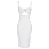 Strappy Sleeveless Midi Cut Out Bandage Dress HB78970 Aosig