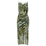Strappy Sleeveless Midi Frill Bodycon Dress HB76340 Aosig