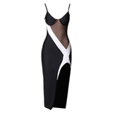 Strappy Sleeveless Midi Mesh Bandage Dress PZC1908 Aosig