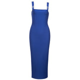 Strappy Sleeveless Midi Metal Studded Bandage Dress HB79640 Aosig