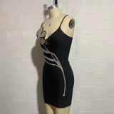 Strappy Sleeveless Mini Rhinestone Bandage Dress Aosig