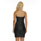 Strappy Sleeveless Sequined Mini Bodycon Dress H1731 Aosig