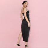 Strappy Sleeveless Slit Maxi Bodycon Dress HI1291 Aosig